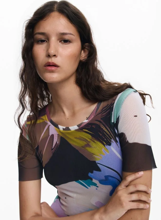 DESIGUAL Multicolour Watercolor Floral Fitted Dress for Women | Best Price UAE